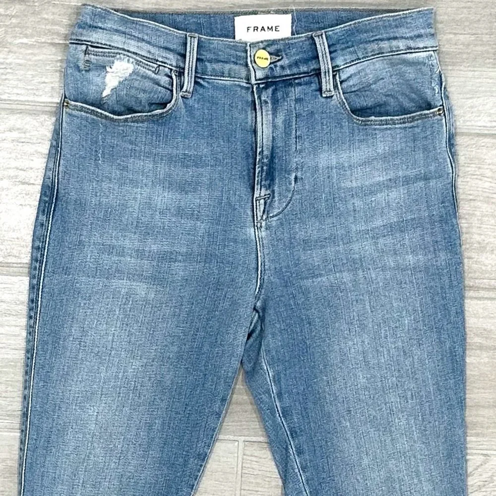 Frame Le High Skinny Double Needle in Overturn Beach Light Wash Denim Jeans